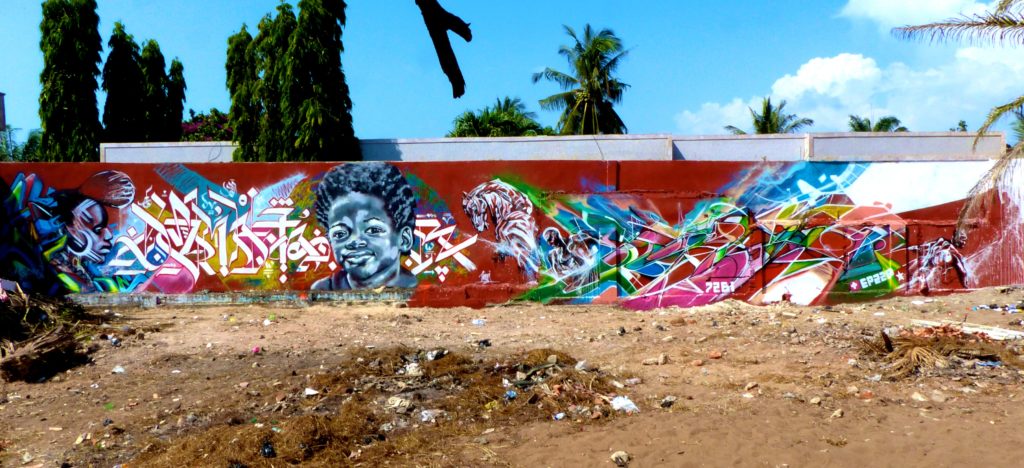 Graffiti à Lomé au Togo Stone Bandi, Seika, SMI, HMI et Dema.