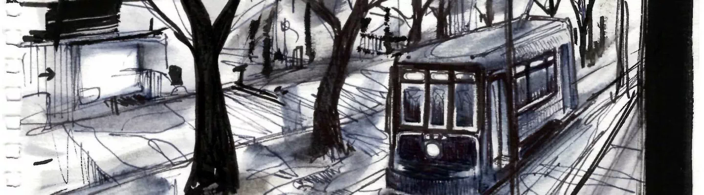 Dessin du vieux tramway de la Nouvelle-Orléans