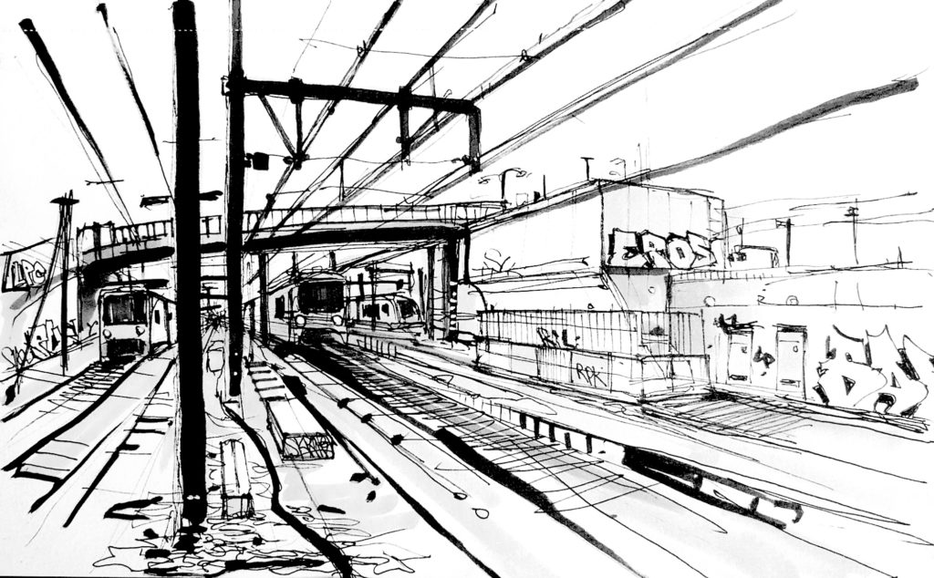 Dessin gare des Ardoines à Vitry-sur-Seine-sur-Seine.