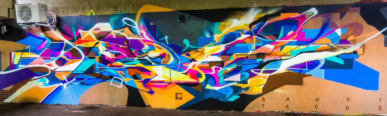 Graffiti Futuriste Abstrait Tacos et Bandi Vitry-sur-Seine