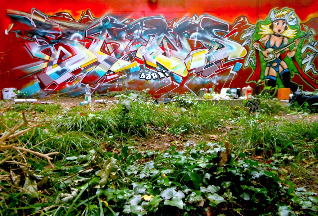 Lettrage graffiti sur fond rouge Bandi et Deter Geneva 2013