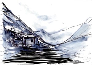 Dessin de paysage alpin