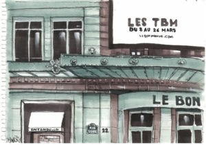 Dessin entrée du Bon Marché à Paris