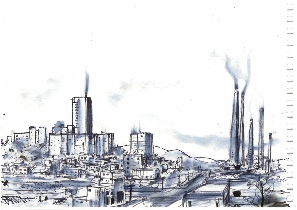 Dessin de ville industrielle