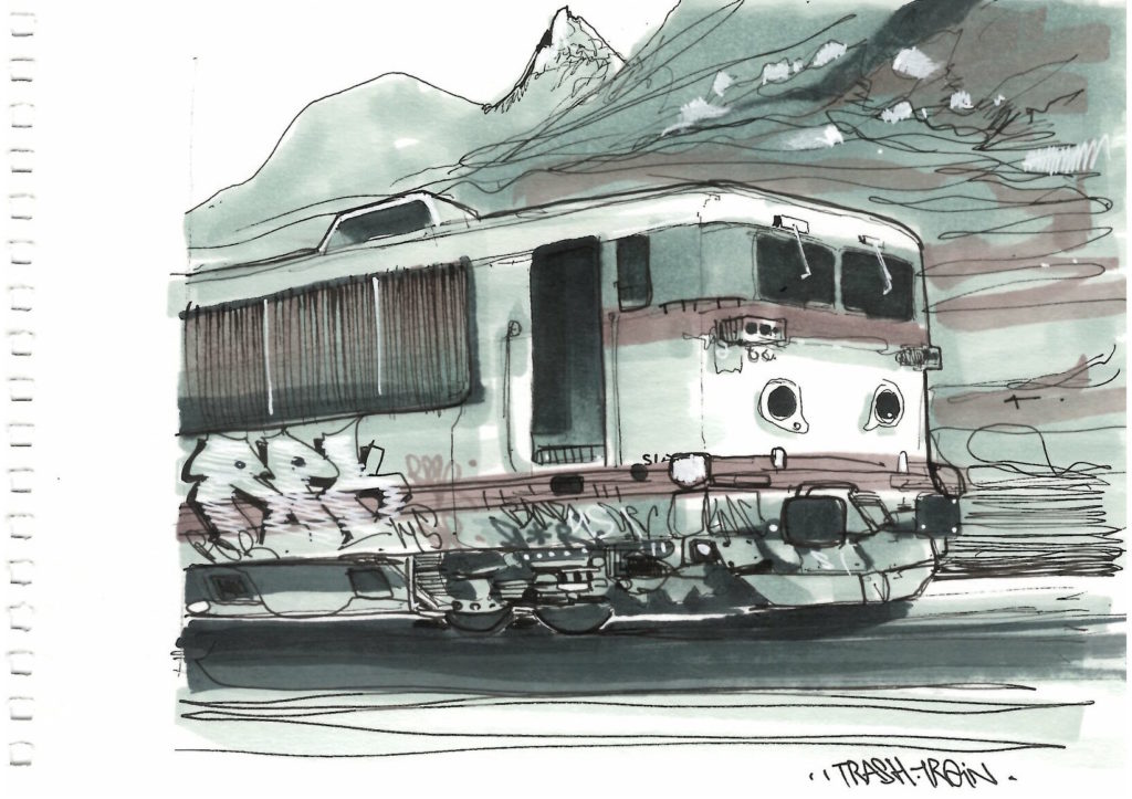 Dessin train de casse